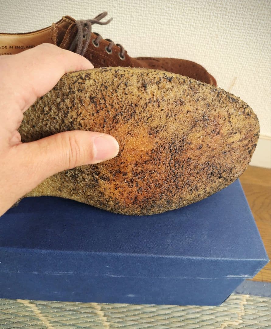 SANDERS ブラウン スエード ウィングチップ シューズ