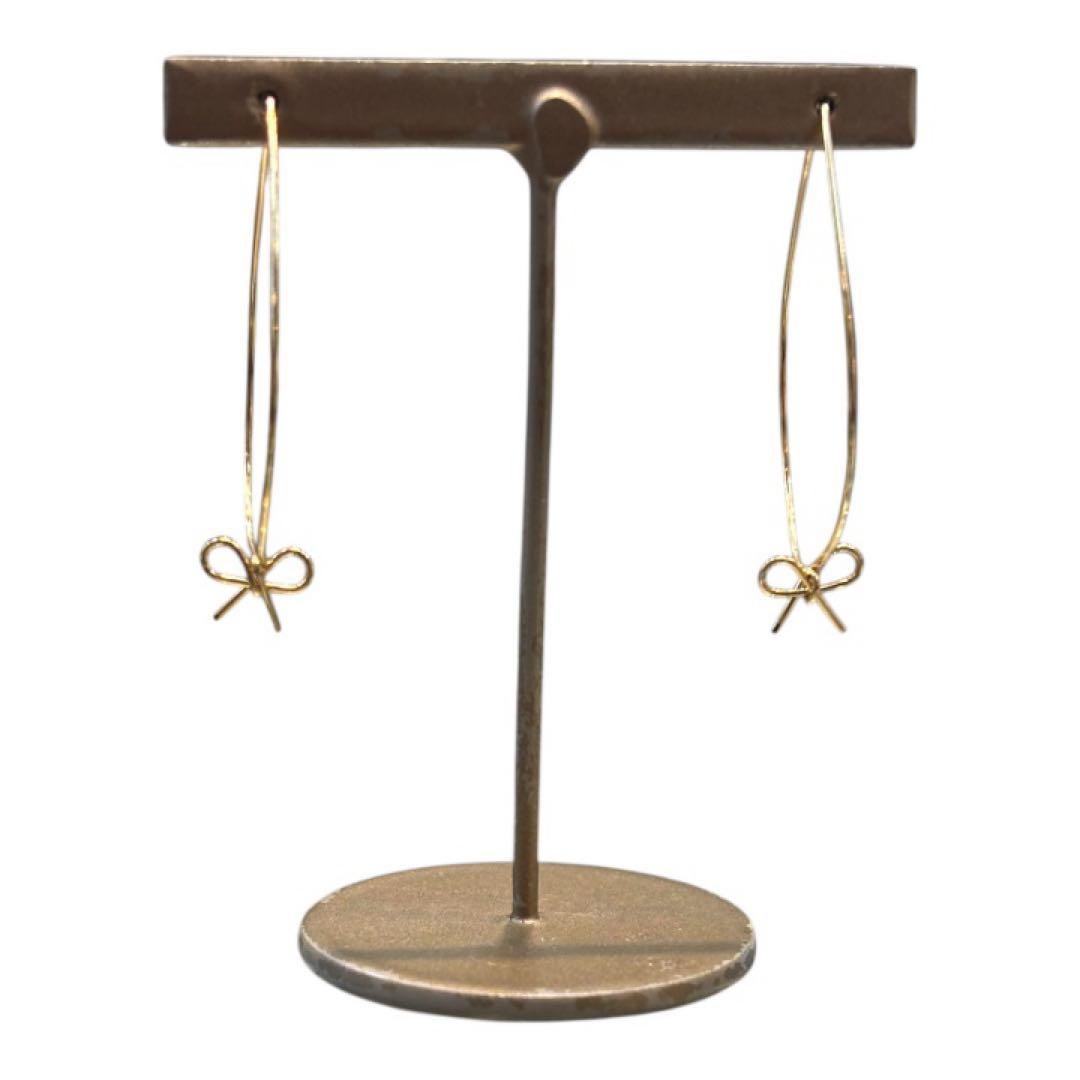 「再々終値下げ」14Kリボンモチーフ フープピアス 本日24:00時まで