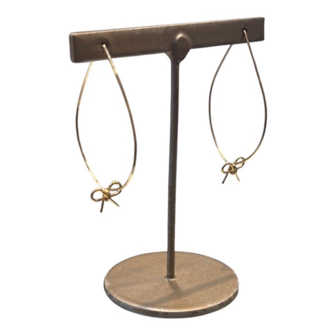 「再々終値下げ」14Kリボンモチーフ フープピアス 本日24:00時まで