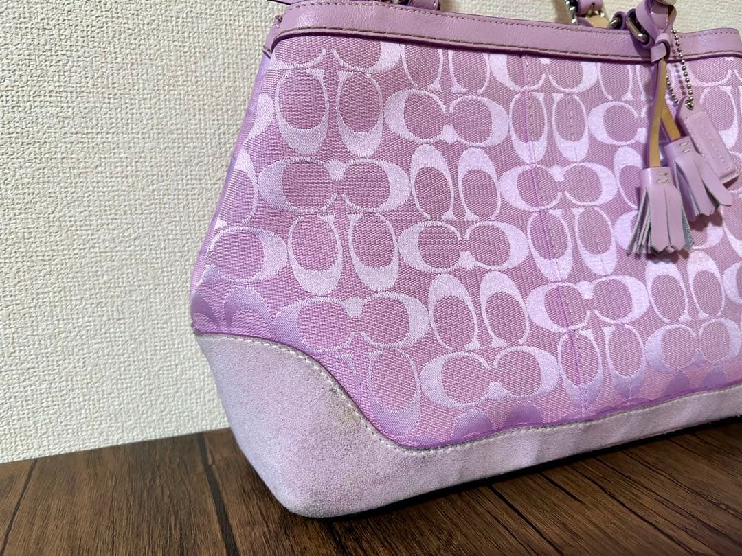 COACH コーチ　ショルダーバッグ　肩掛け　シグネチャー　ピンク　収納袋付き