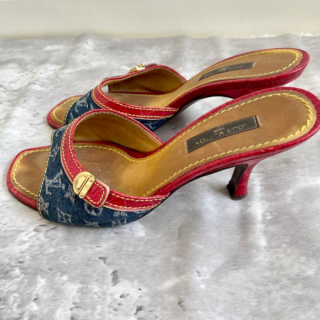 ルイ・ヴィトン モノグラム ミュール デニム マルチカラー 35 22.5㎝