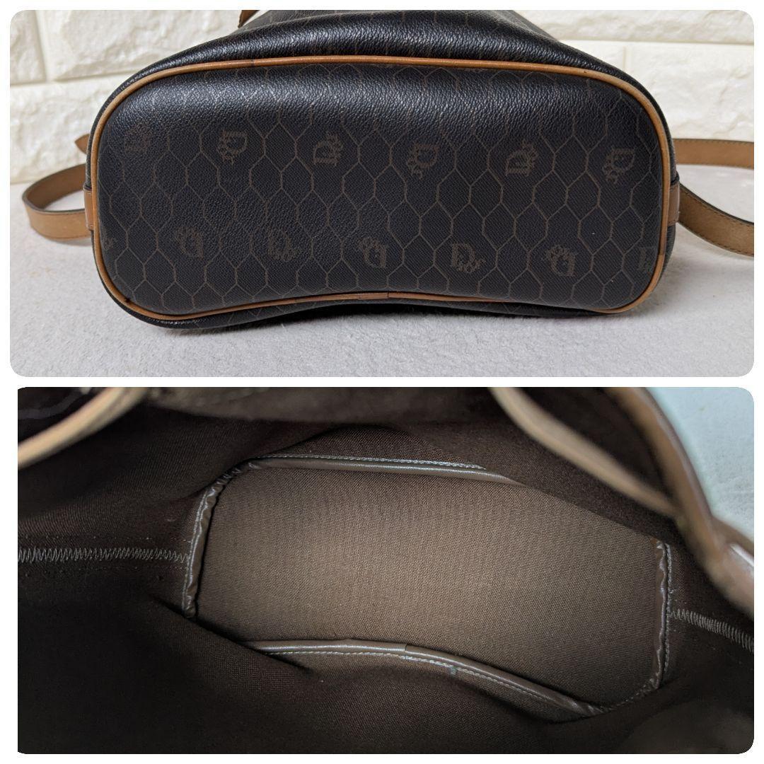 クリスチャンディオール 巾着 ショルダーバッグ ハニカム レザー ポーチ付き