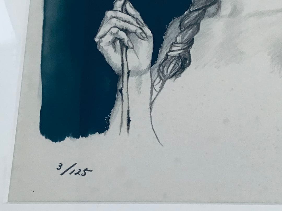 ◉真作保証◉洋画家 芝田米三◉バラを持つ少女◉70×62cm◉￼リトグラフ◉