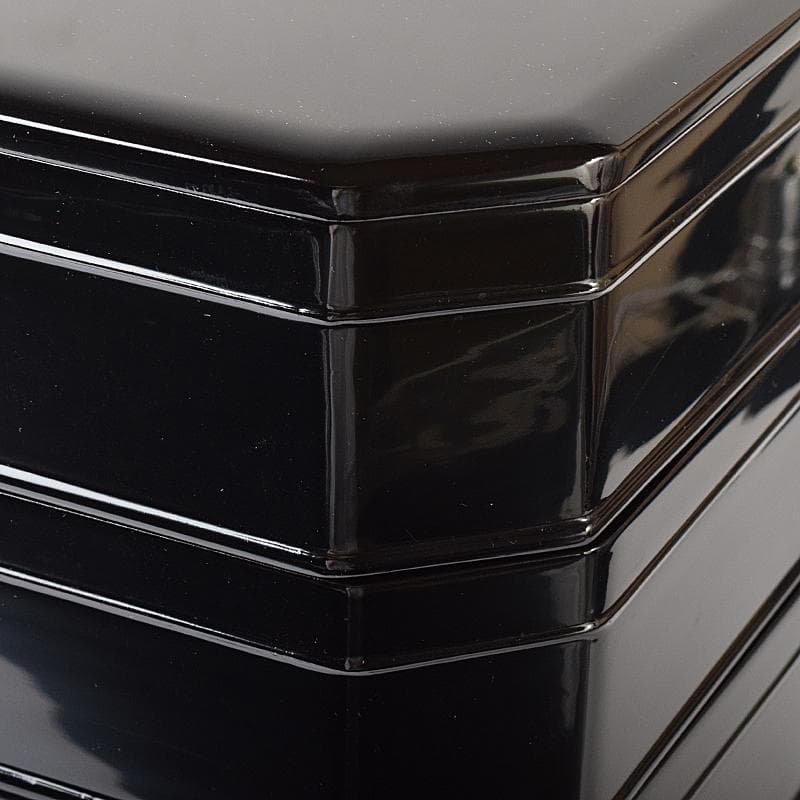 茶道具　木製本漆塗　黒真塗　五段縁高重　弁当箱　V　R8335B