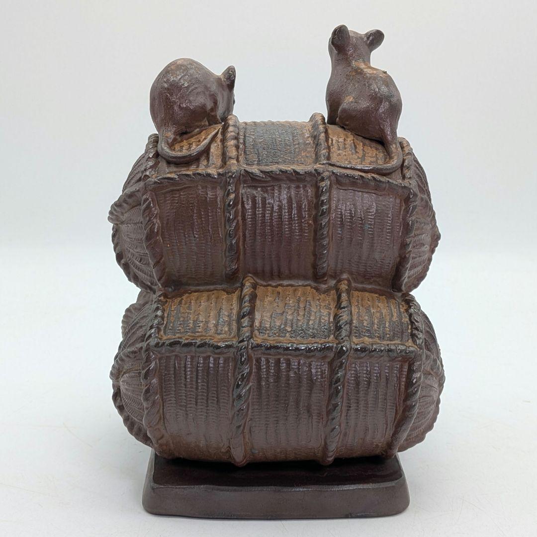 【直しあり】武用君彦 備前焼 干支置物「丙子」 共箱共布 子年 ネズミ 鼠 在銘