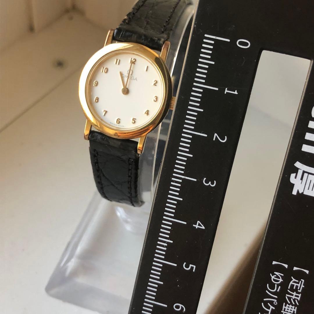 【美品】オメガ　OMEGA パール文字盤　レザーバンド　腕時計