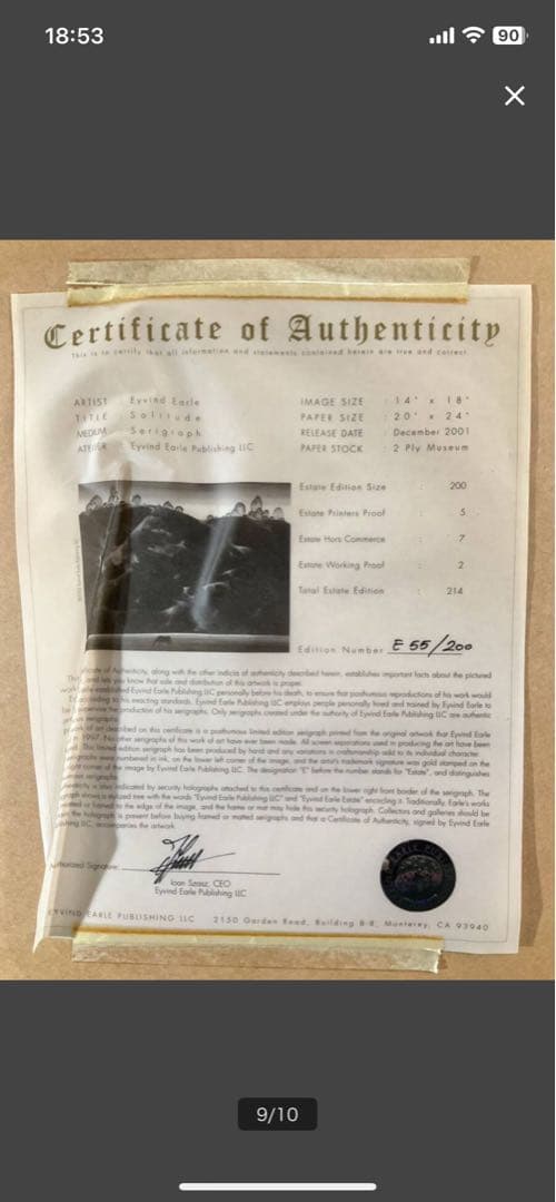 真作 アイベンロール アール Eyvind Earle 『ソリチュード』限定