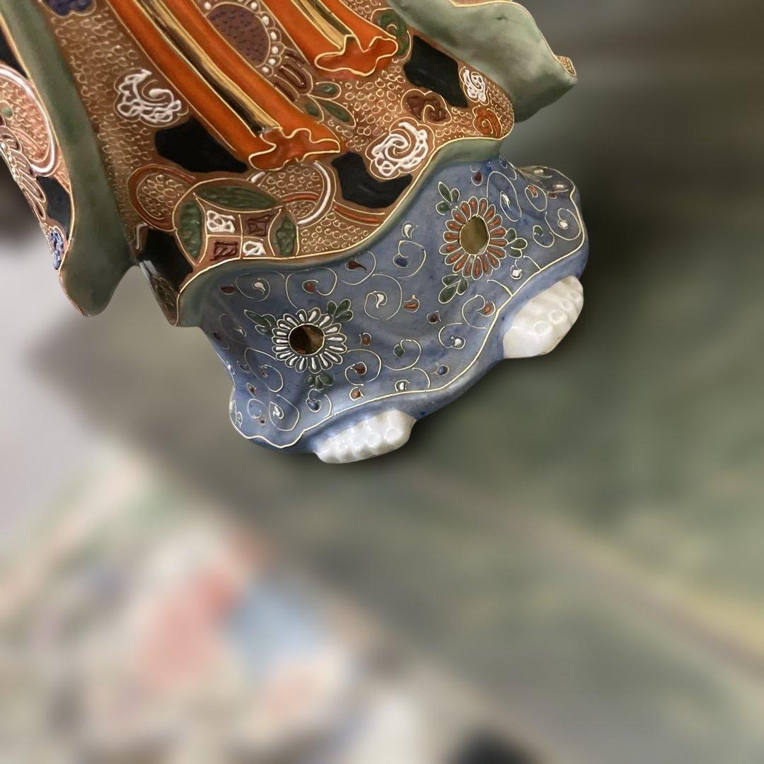 金彩九谷観音像　石川県九谷焼 優しい顔立ち　古美術　骨董　アンティーク仏教美術