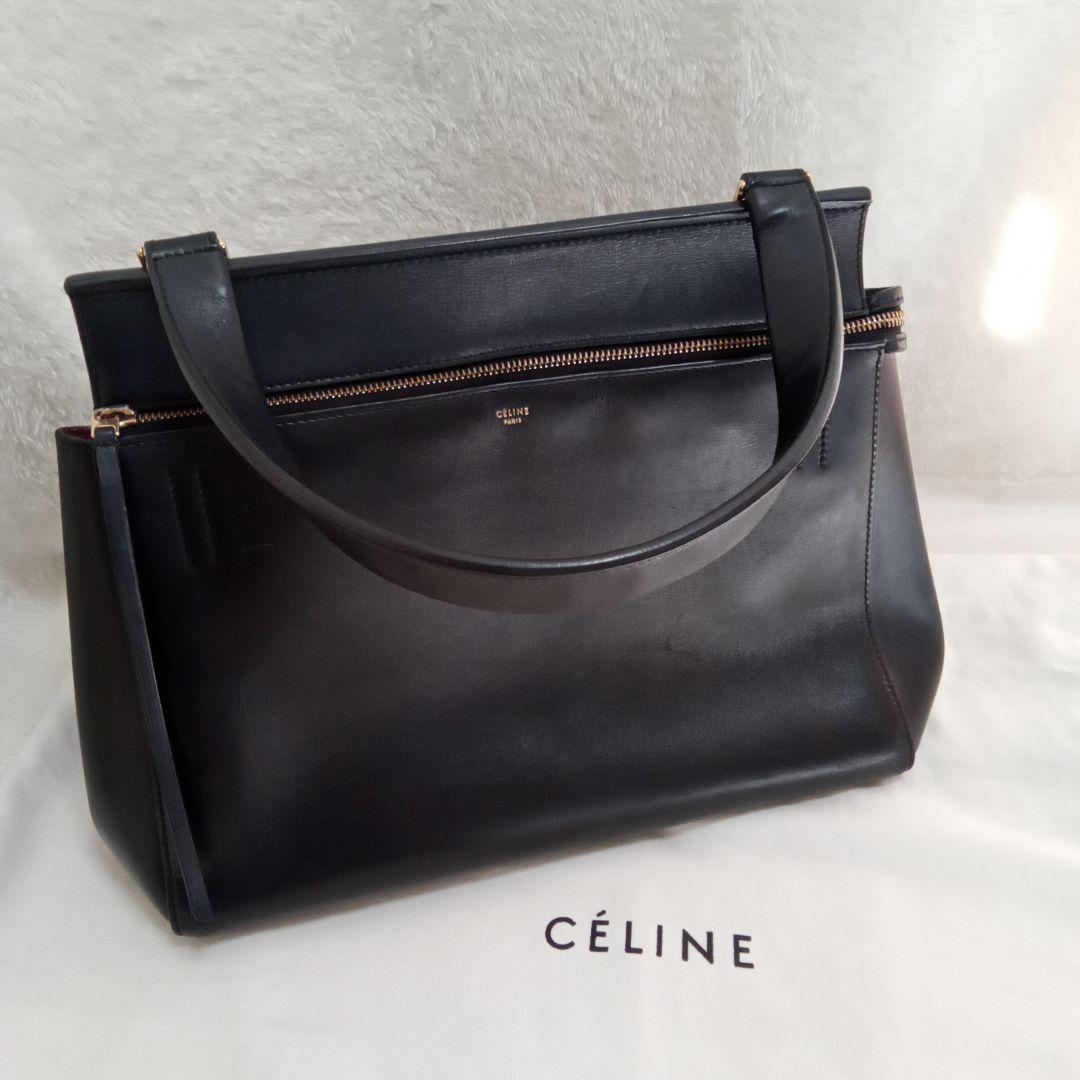 美品 CÉLINE セリーヌ エッジ ブラック レザー ハンドバッグトートバッグ