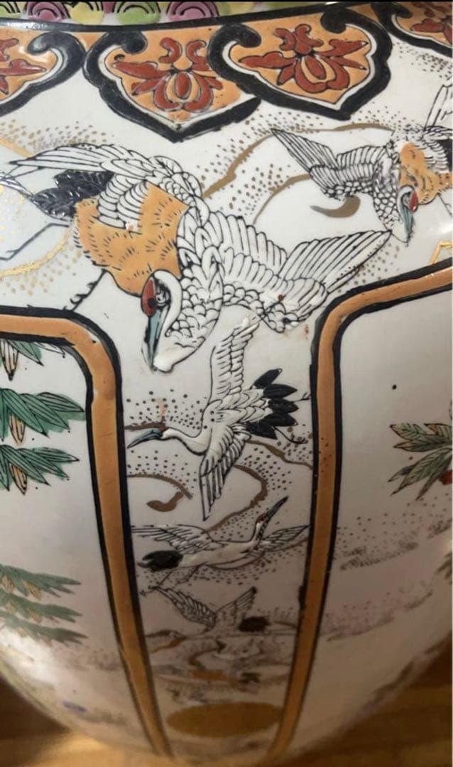 【セール】極上品　希少★飾壺 蓋付き壺 沈香壺 金襴極彩色 花鳥高さ約130cm