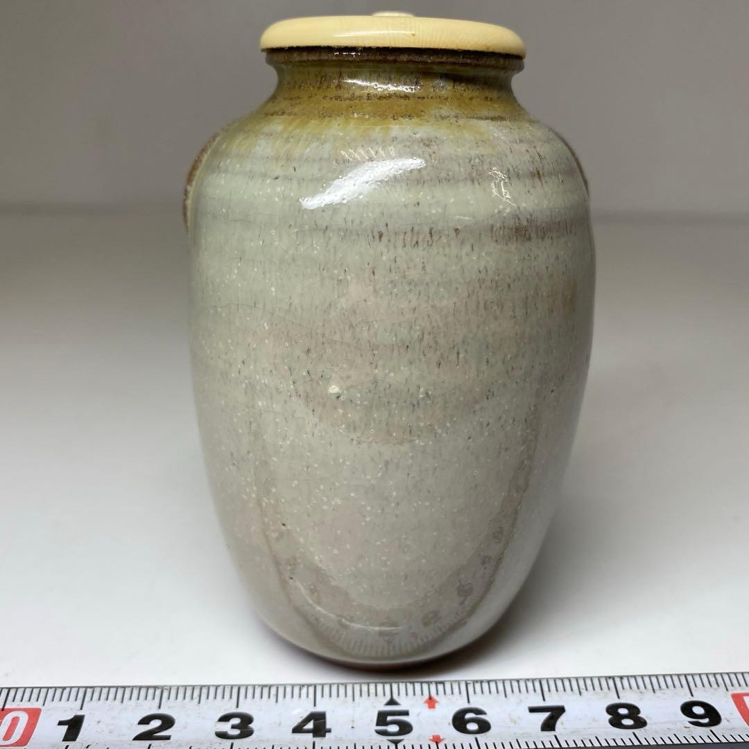 ☆茶3赤膚焼　大塩正人　茶入　共箱 高さ約8.5cm 東N7-1025②