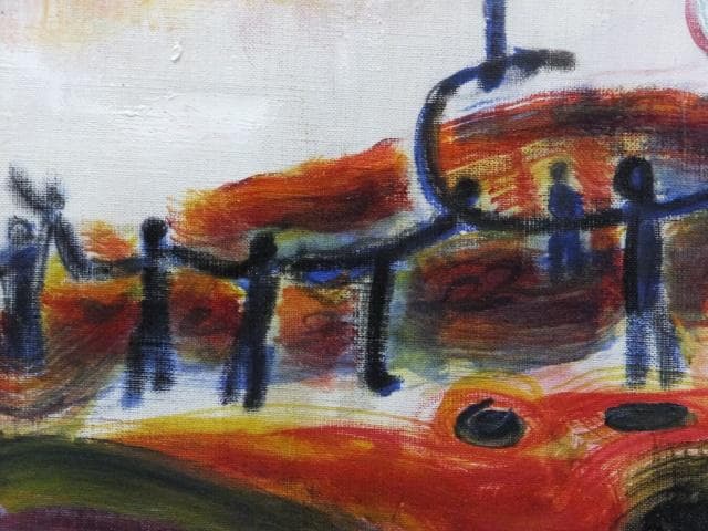 現代美術 田中拓馬　直筆サイン 『Another world』油彩 1205H