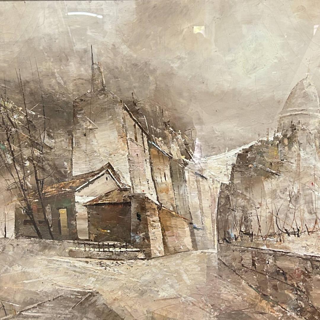 山崎修 「ラパナジル モンマルトル画」 油彩 F20 額装 在フランス実力派