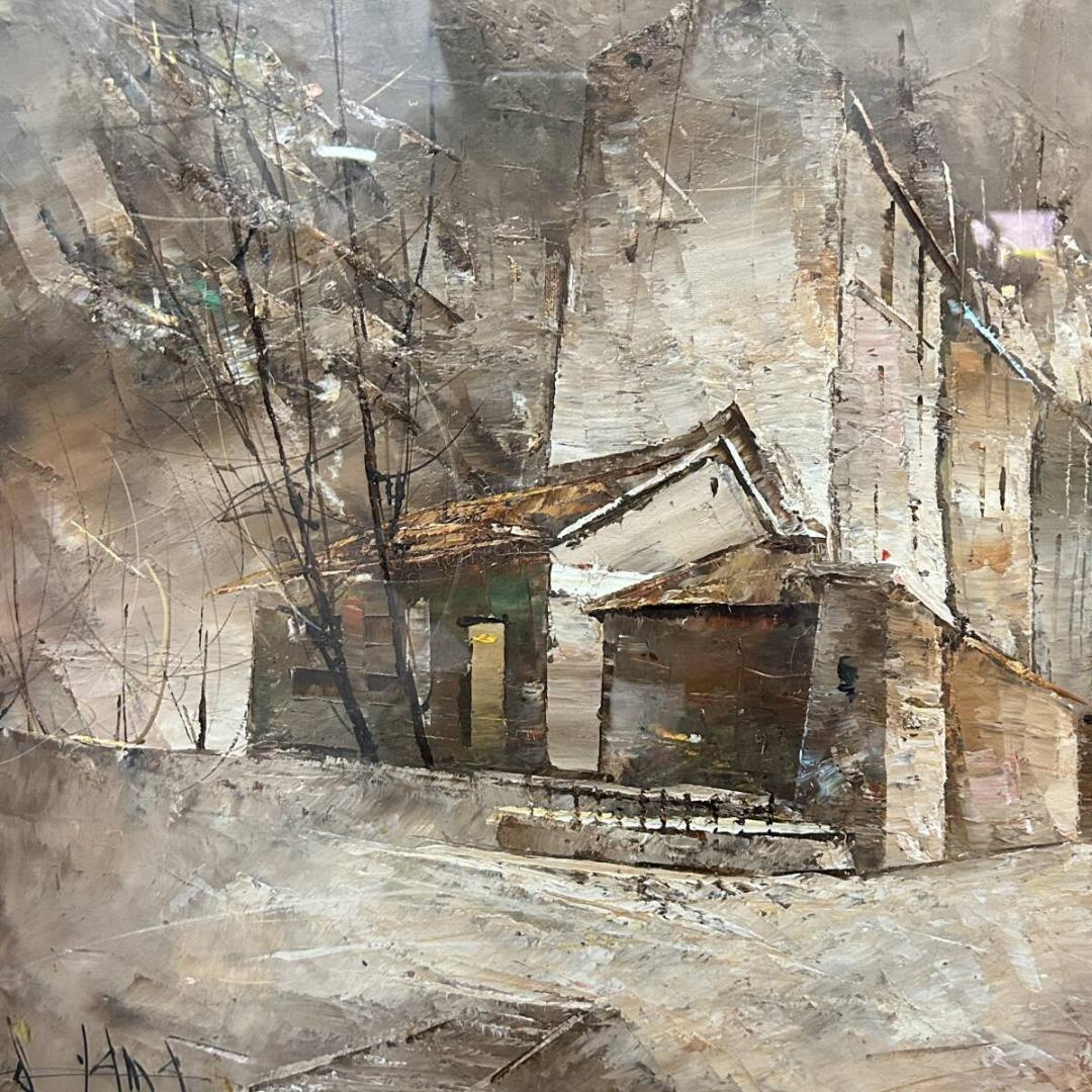 山崎修 「ラパナジル モンマルトル画」 油彩 F20 額装 在フランス実力派