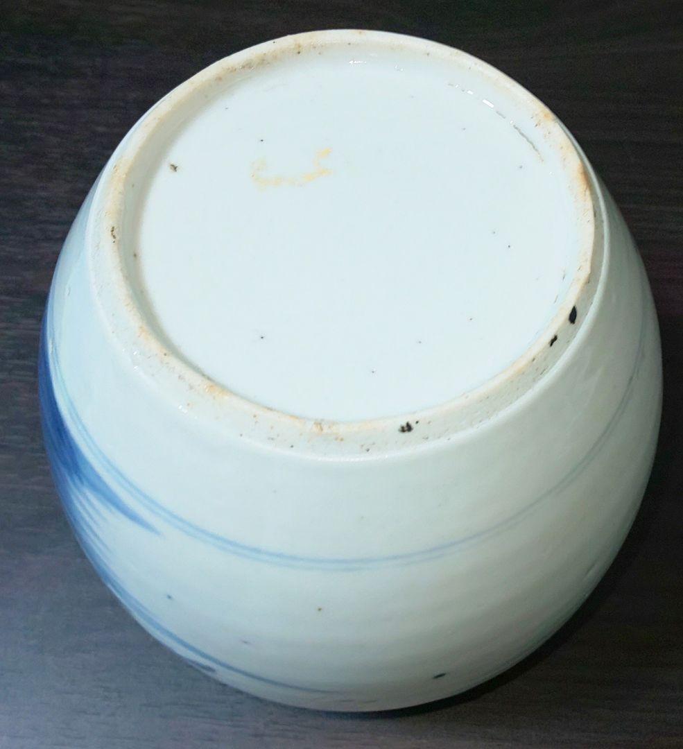 中国美術 清時代 白磁染付花蝶文様 陶磁器茶壷