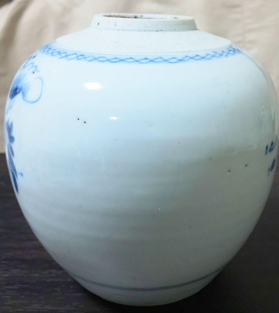 中国美術 清時代 白磁染付花蝶文様 陶磁器茶壷