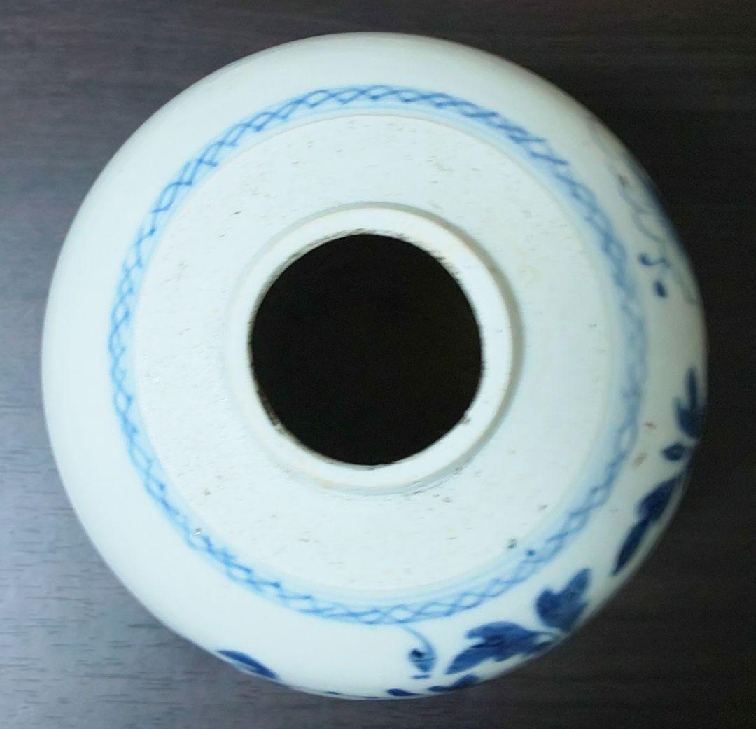 中国美術 清時代 白磁染付花蝶文様 陶磁器茶壷