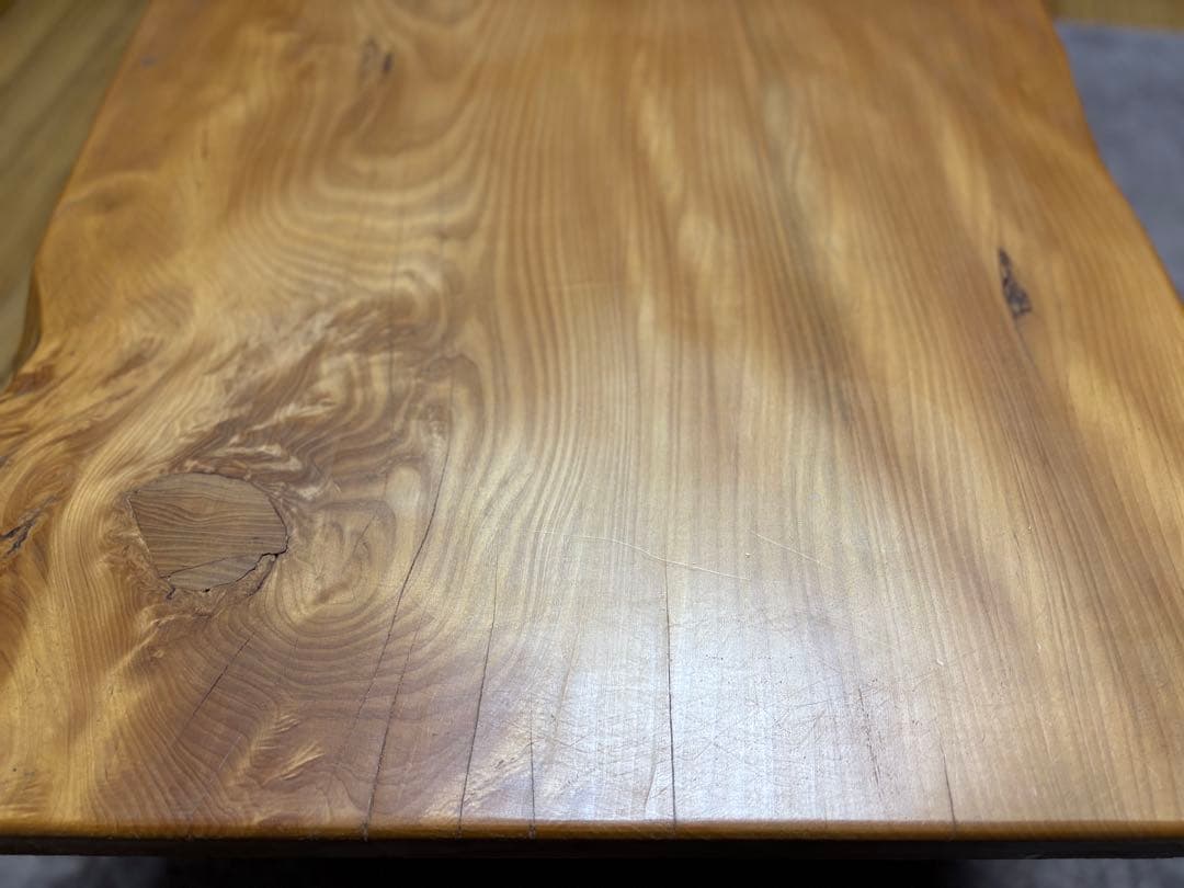 無垢材 一枚板風 座卓 引き出し付 和モダン 天然木 ローテーブル 職人家具