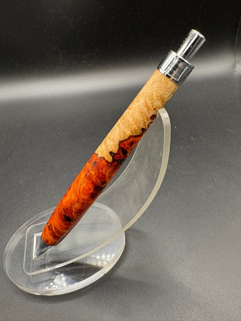 478 特上　本花梨　紅白　瘤杢　木軸シャーペン　ボールペン