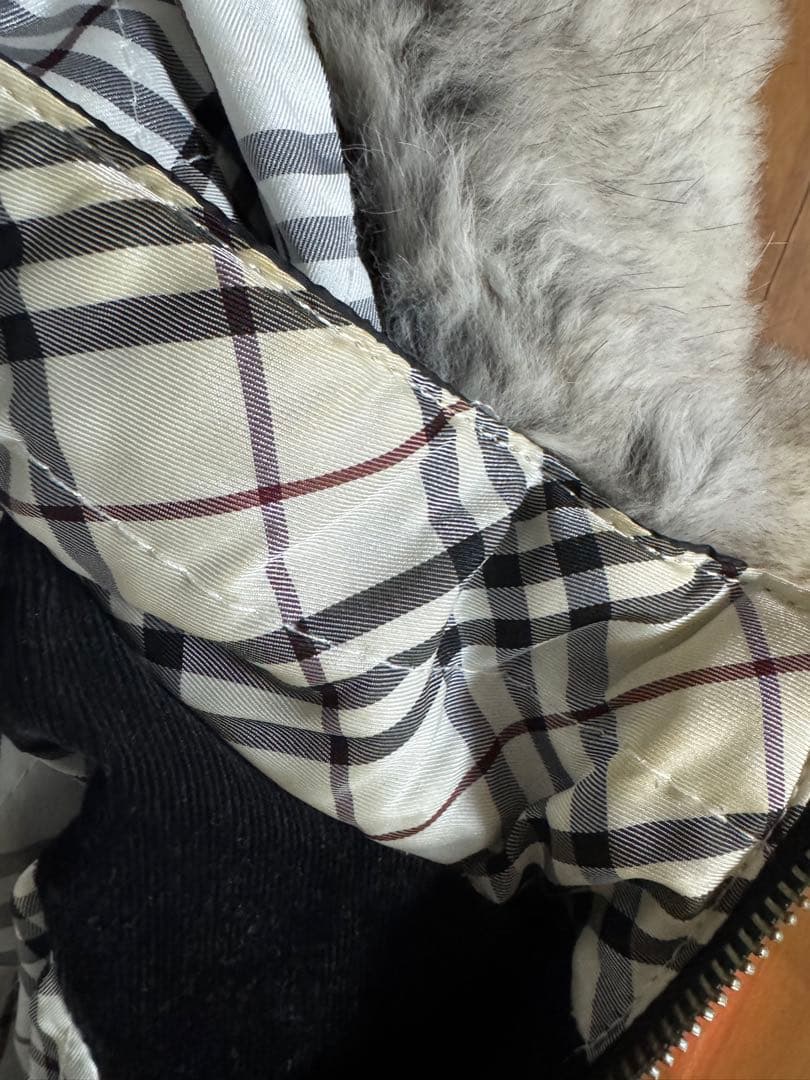 バーバリーブラックレーベル ファー付 ノバチェック レザージャケット M