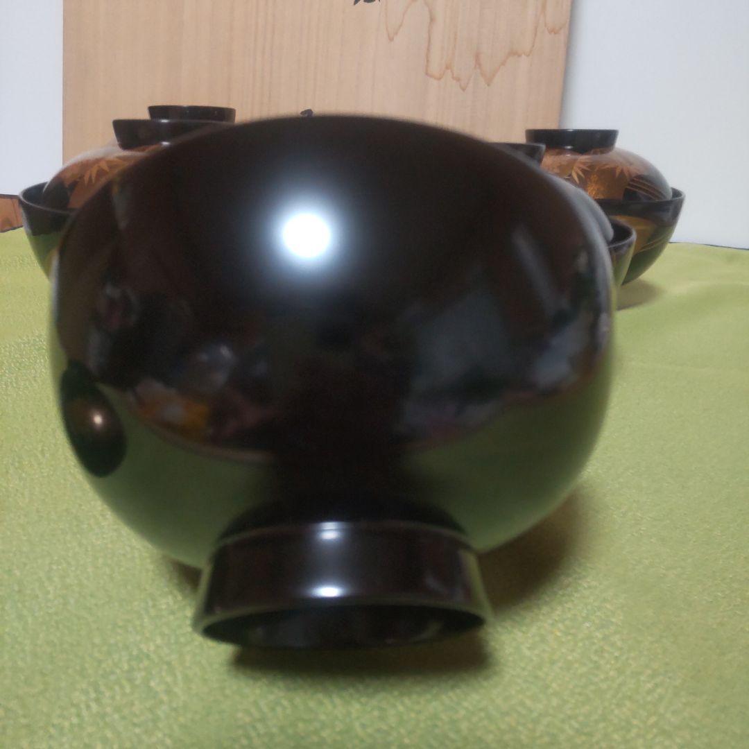 輪島塗 金 蒔絵 扇面 蓋付 椀 吸物椀 竹 梅 木箱 伝統工芸