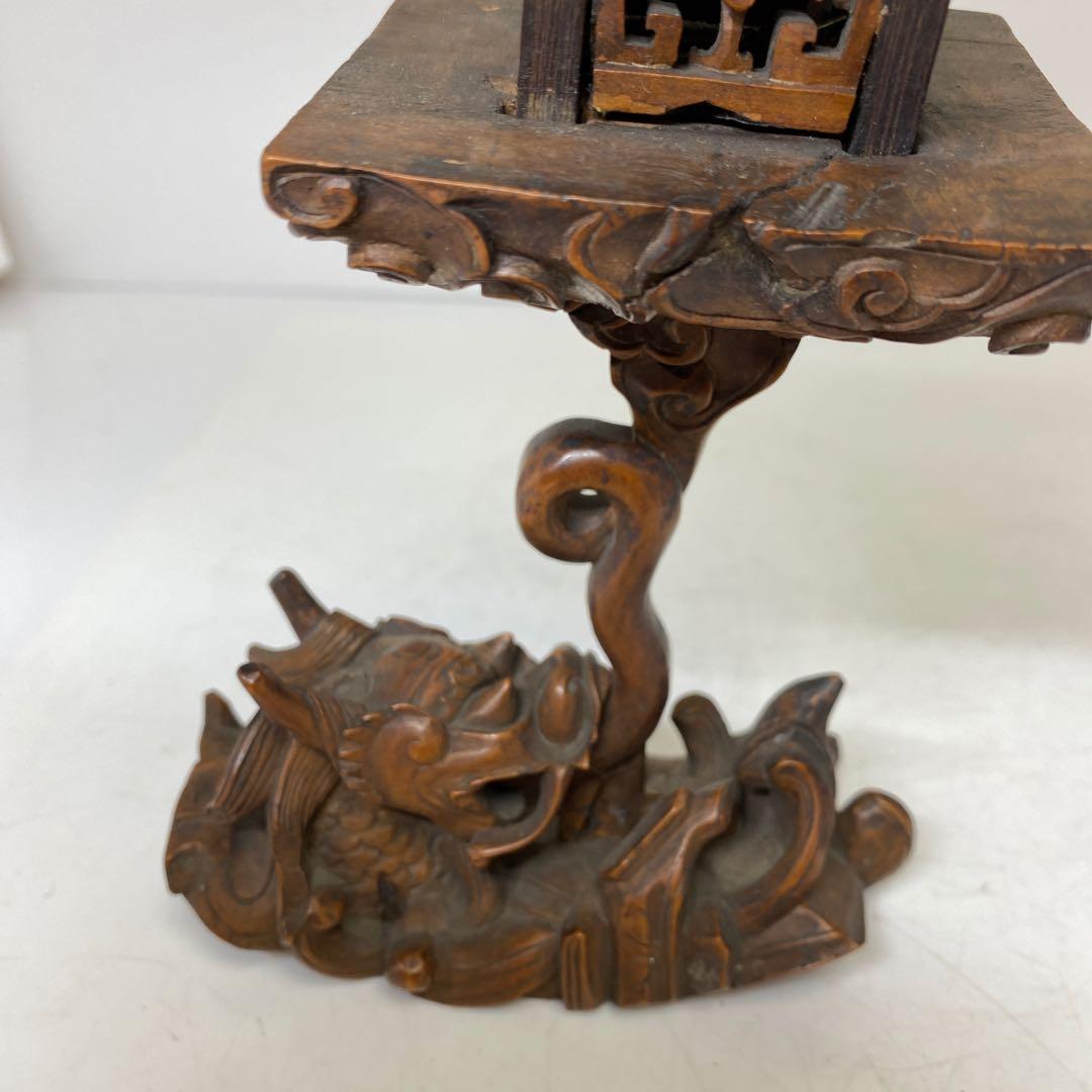 時代　黄楊木　極上彫　龍灯籠　タサオ　東さ8-0104☆2F