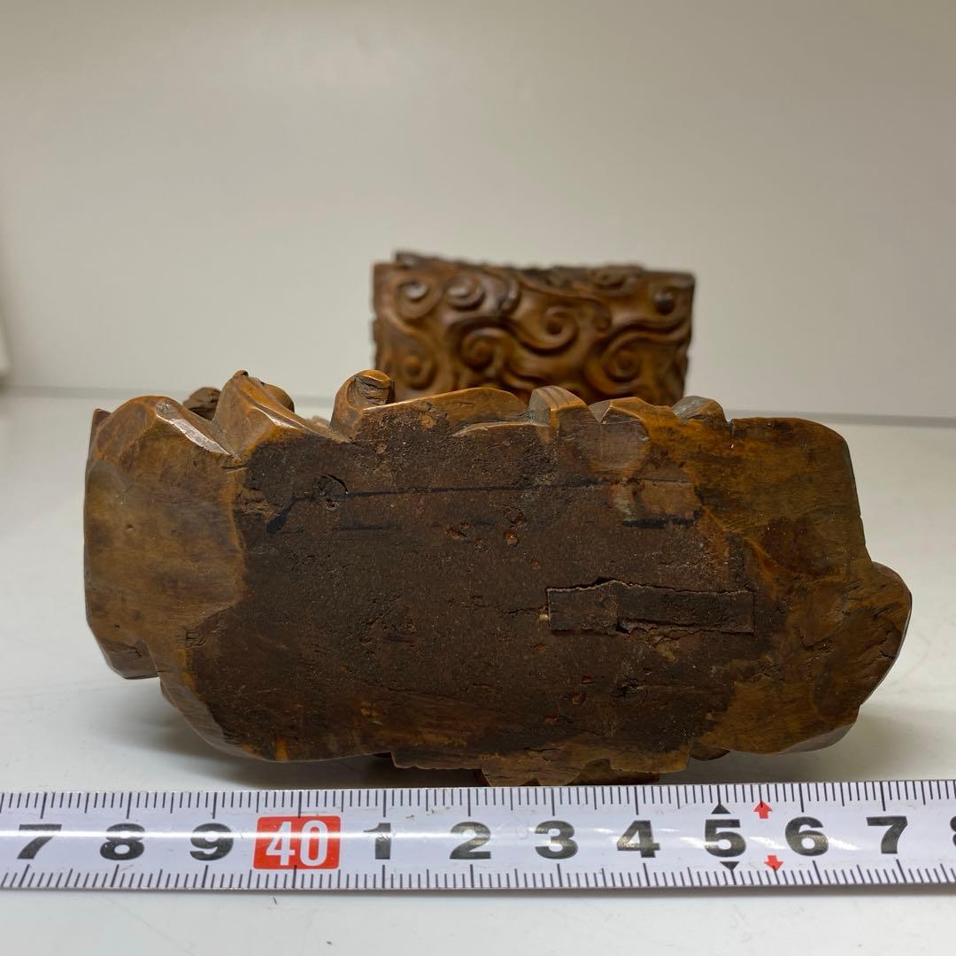 時代　黄楊木　極上彫　龍灯籠　タサオ　東さ8-0104☆2F