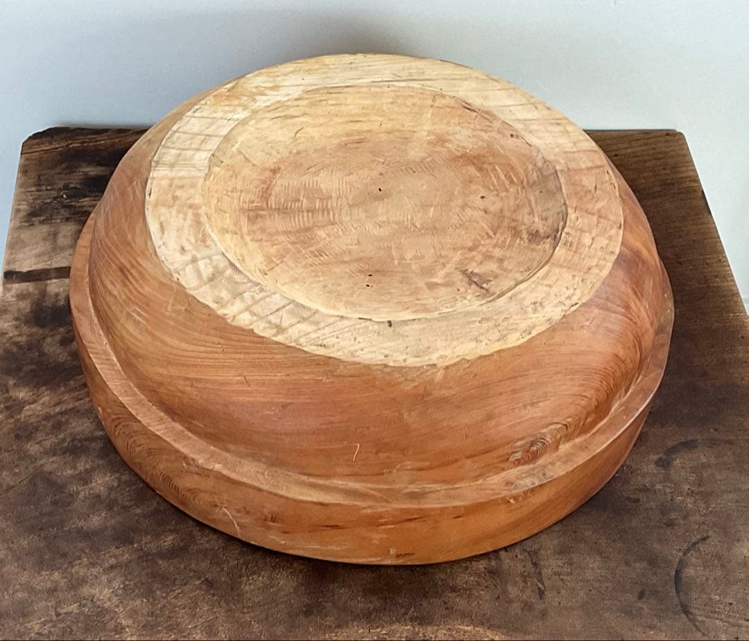 欅　無垢材　くりぬき　木鉢　こね鉢　木彫　古道具　径約47cm　約14.3kg