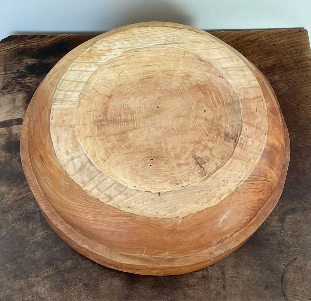 欅　無垢材　くりぬき　木鉢　こね鉢　木彫　古道具　径約47cm　約14.3kg