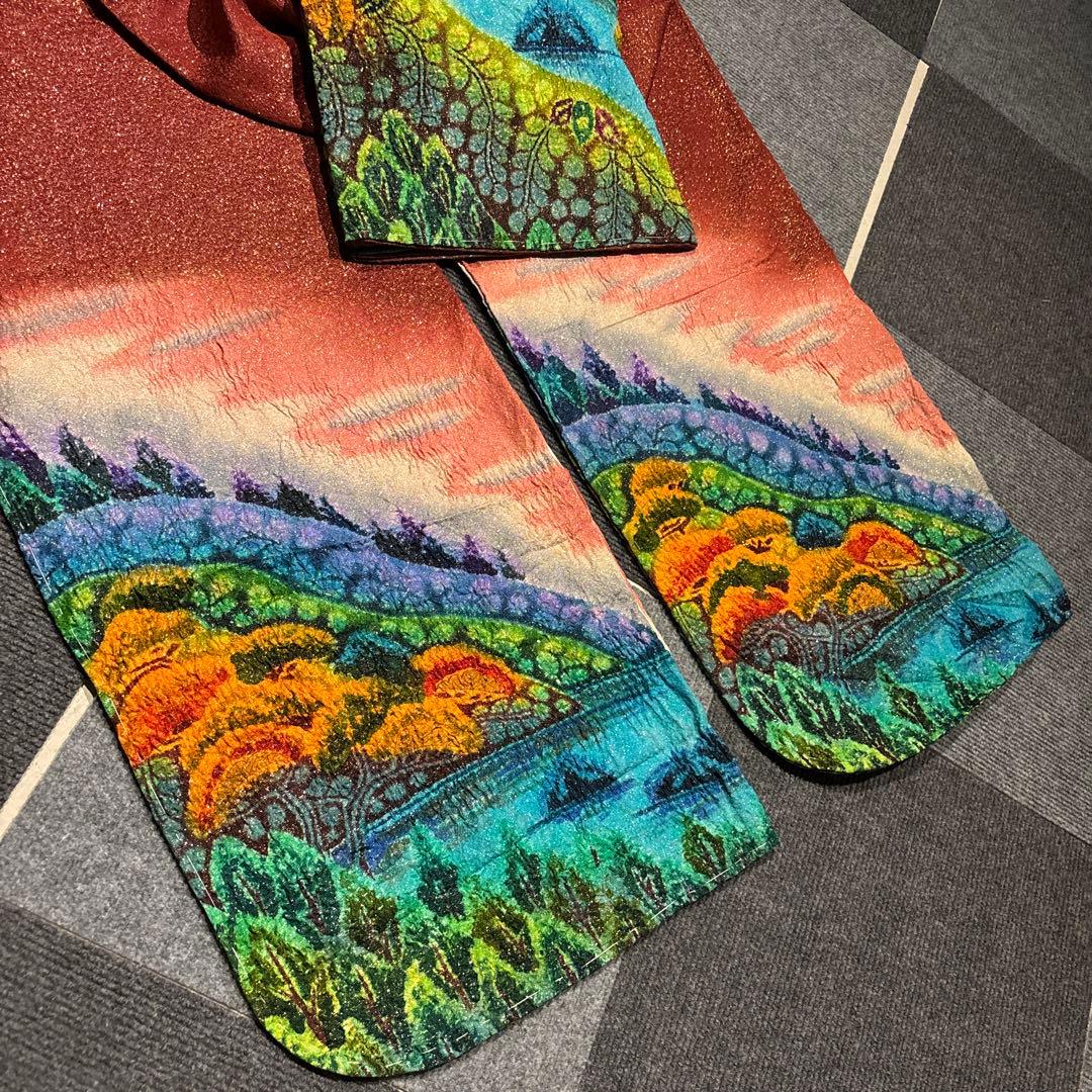 【1/1】振袖（作家物）☆風景画（紅色）