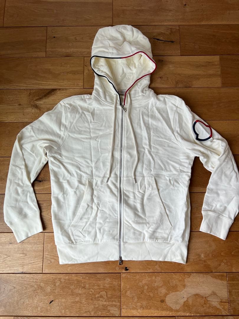 春！　モンクレール　フーディパーカー　白　XL ホワイト