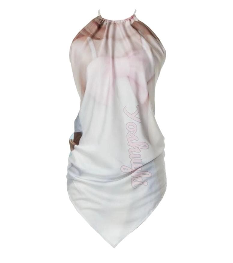 トップス YOSHUYUKI Silk Scarf Patterned Satin Top