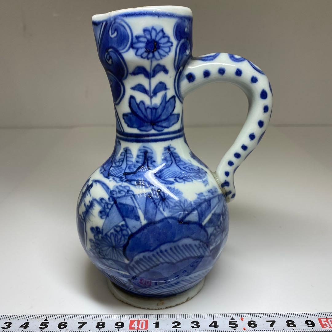 中国古玩　古染付水次　高さ16㎝　東Y7-0331②タルチ