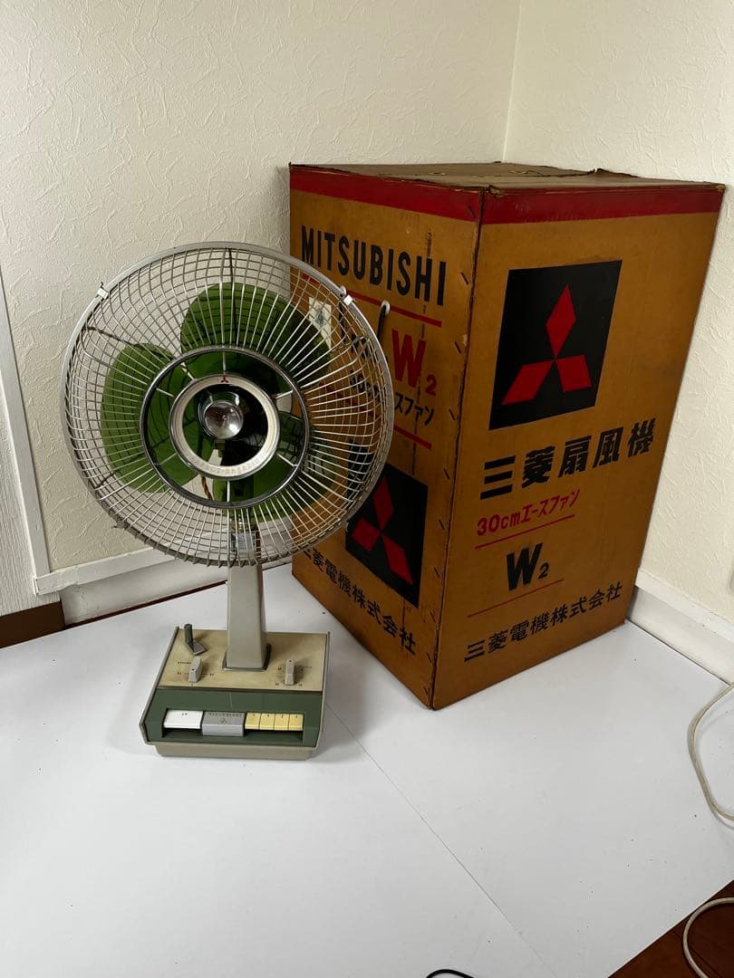 昭和レトロ！三菱 30cmエースお座敷扇R30-W2型　稼働品　外箱付き
