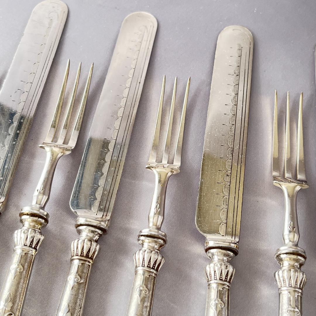 【英国】 デザート/フルーツセット ナイフ/フォーク 12本トレー