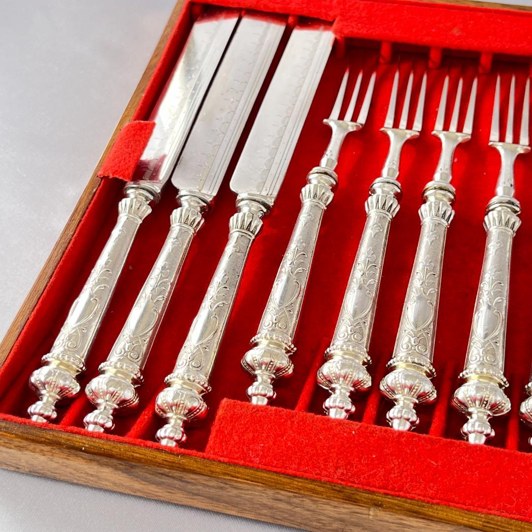 【英国】 デザート/フルーツセット ナイフ/フォーク 12本トレー