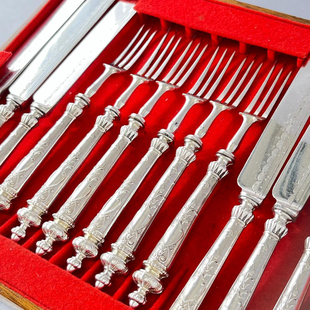 【英国】 デザート/フルーツセット ナイフ/フォーク 12本トレー