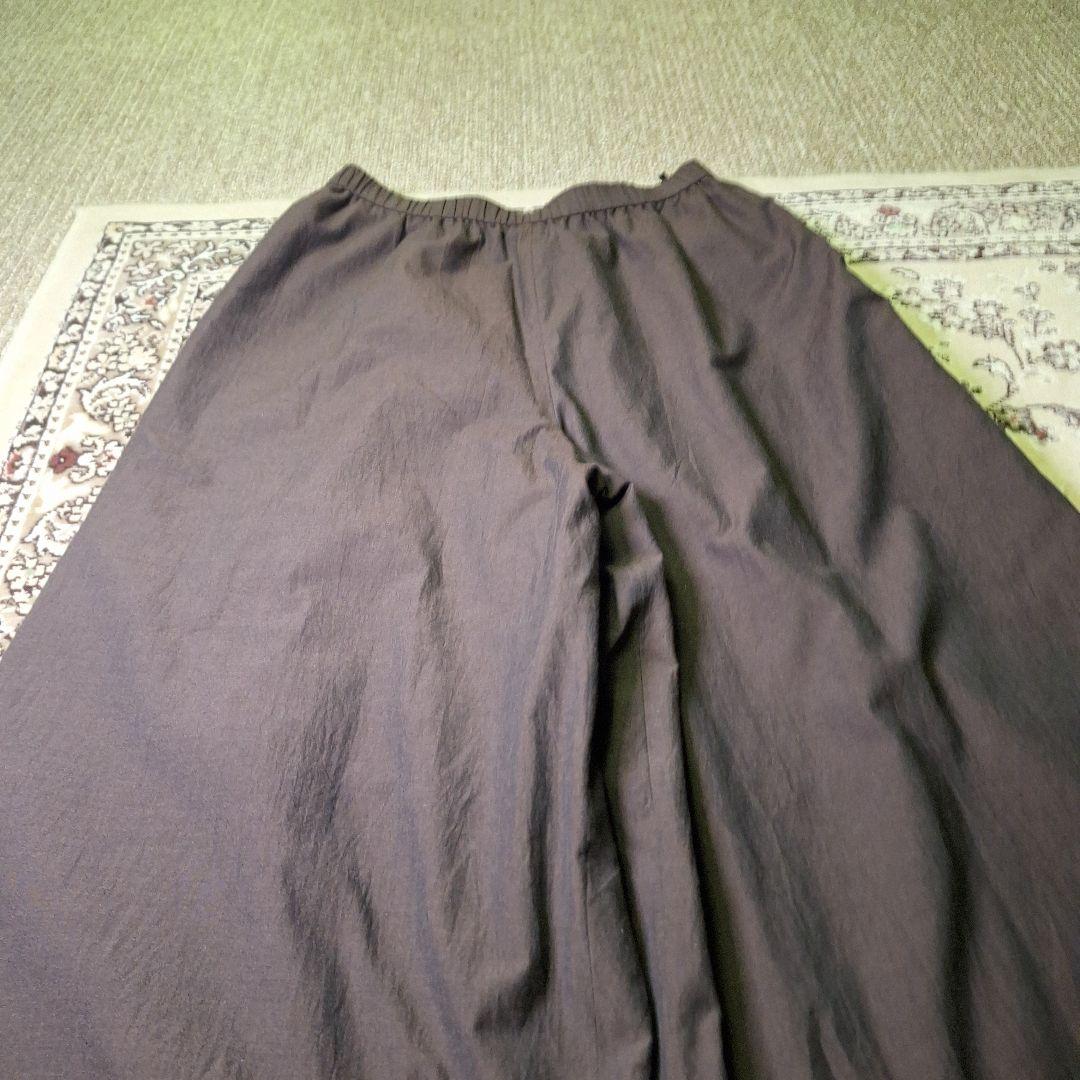 慈雨　センソユニコ　茶染ブラウン ワイドパンツ　段差二重裾　ガウチョ