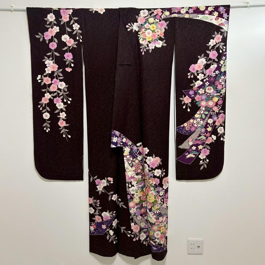 KP1780 振袖 身丈172cm 正絹 着物 成人式 トールサイズ