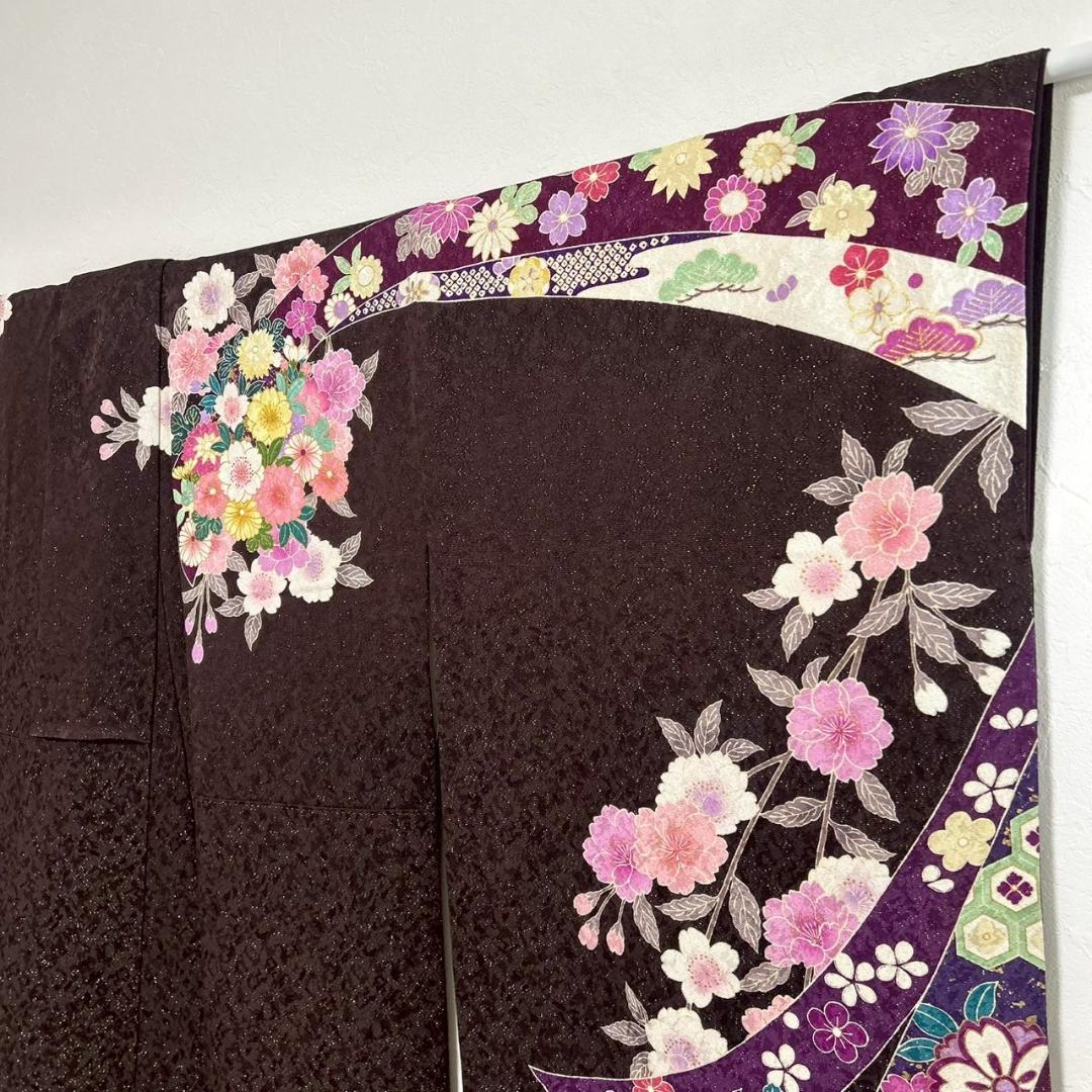 KP1780 振袖 身丈172cm 正絹 着物 成人式 トールサイズ