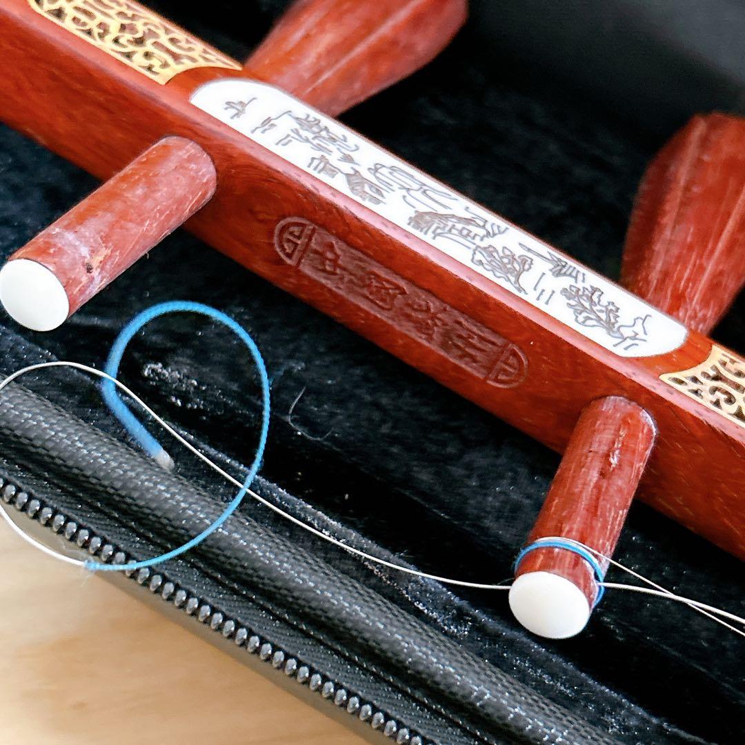 二胡 紅木 彫刻 蛇皮 民族楽器 弓 ケース