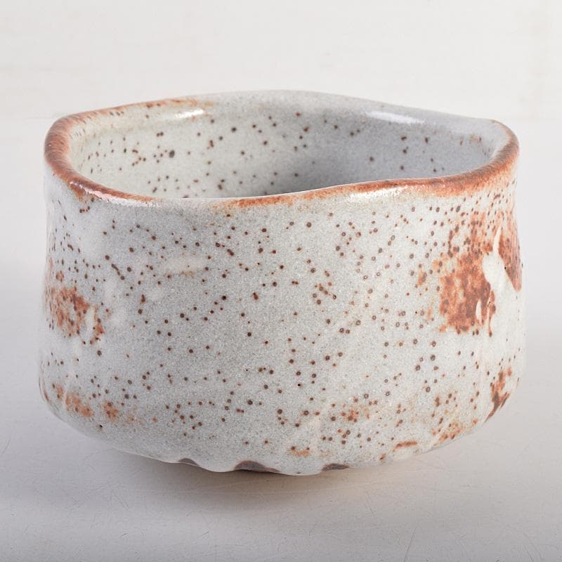 昇　荒川豊蔵　桧垣芦ノ絵鼠志野茶碗　銘朗景即中斎極め箱二重箱　DR8770