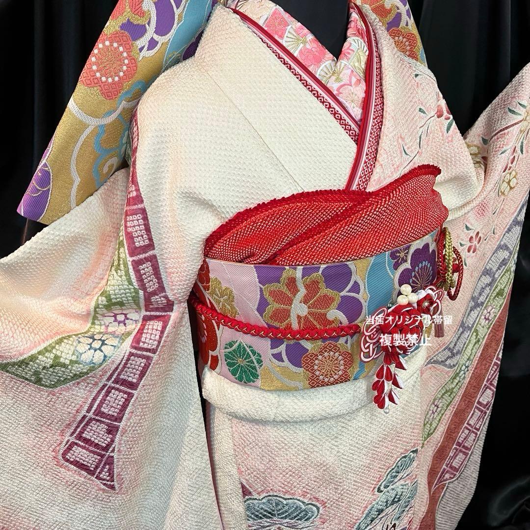 ■逸品■総絞り■古典御所車模様■正絹振袖フルセット■成人式結婚式■振袖一式