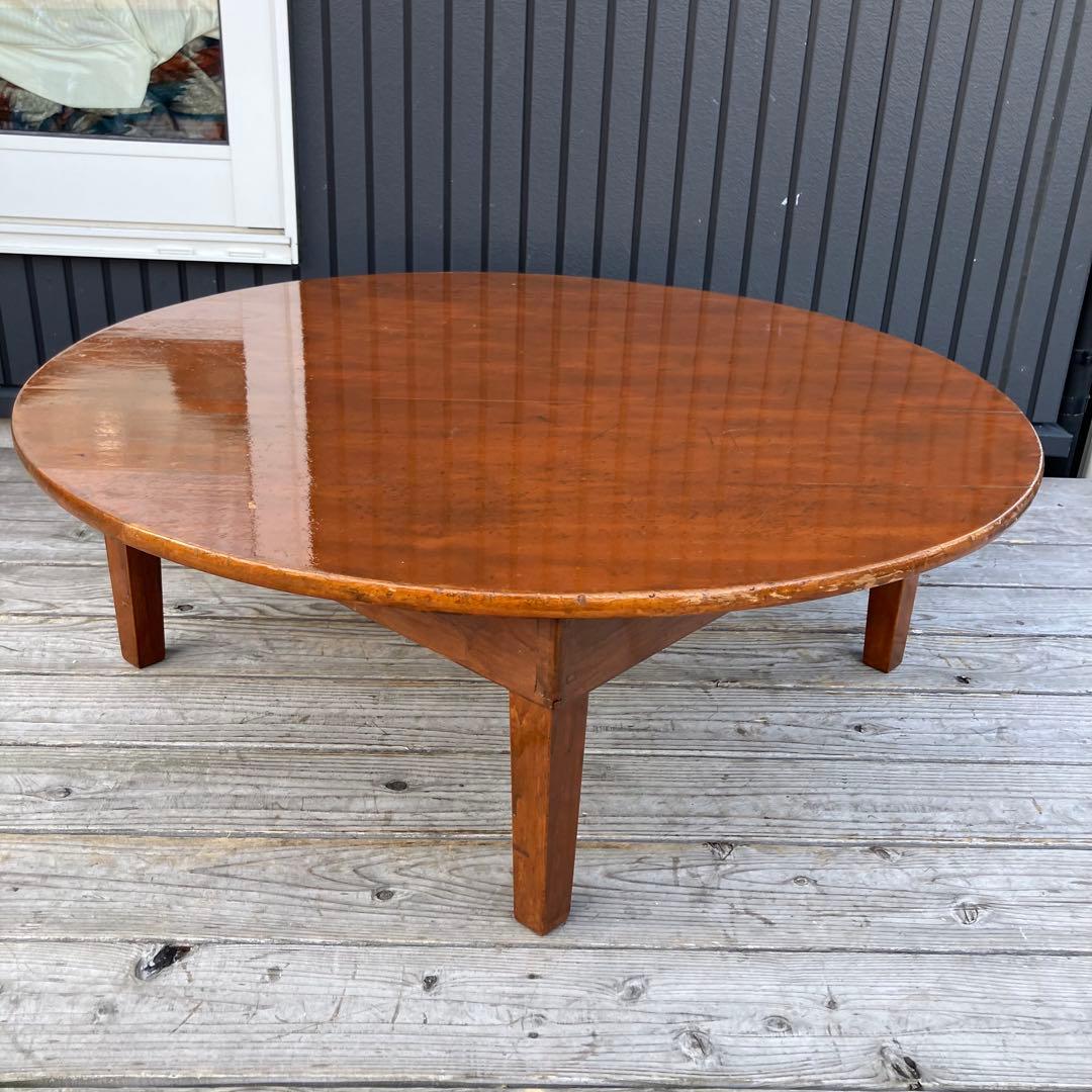 昭和レトロ 木製円卓 円形座卓 折りたたみテーブル ちゃぶ台 ラウンドテーブル