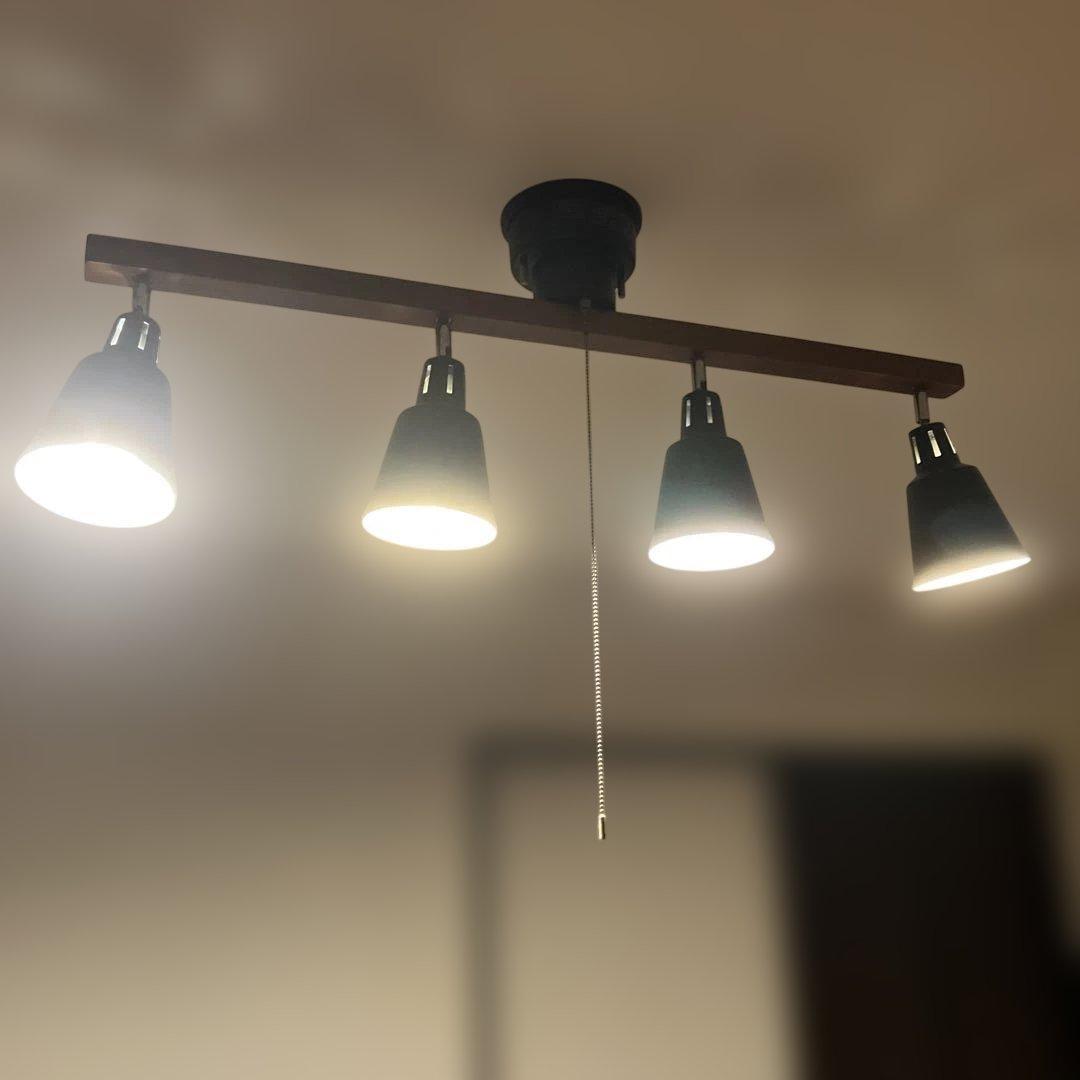 スポット 4灯 ウッドバー間接照明 食卓用 リビング用 【LED電球4付き】