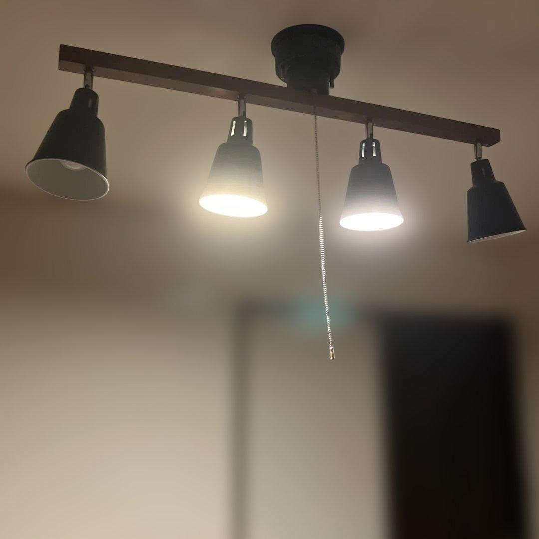 スポット 4灯 ウッドバー間接照明 食卓用 リビング用 【LED電球4付き】