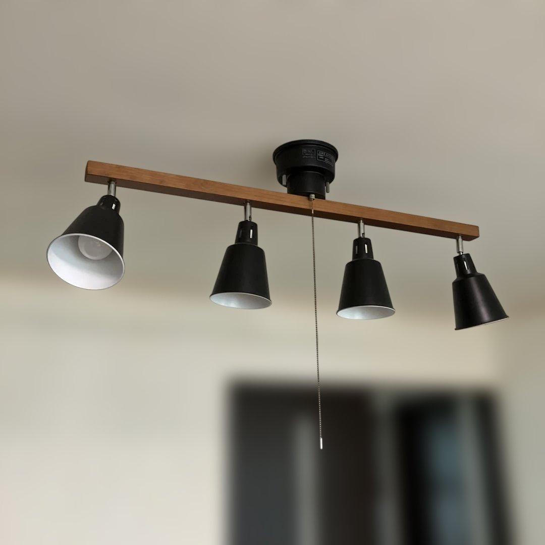 スポット 4灯 ウッドバー間接照明 食卓用 リビング用 【LED電球4付き】