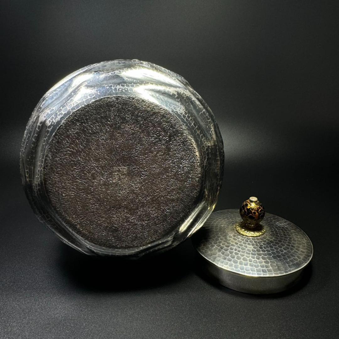 純銀製 金壽堂造 槌目 湯沸 古美術品 銀瓶 煎茶道具 箱付 純銀保証