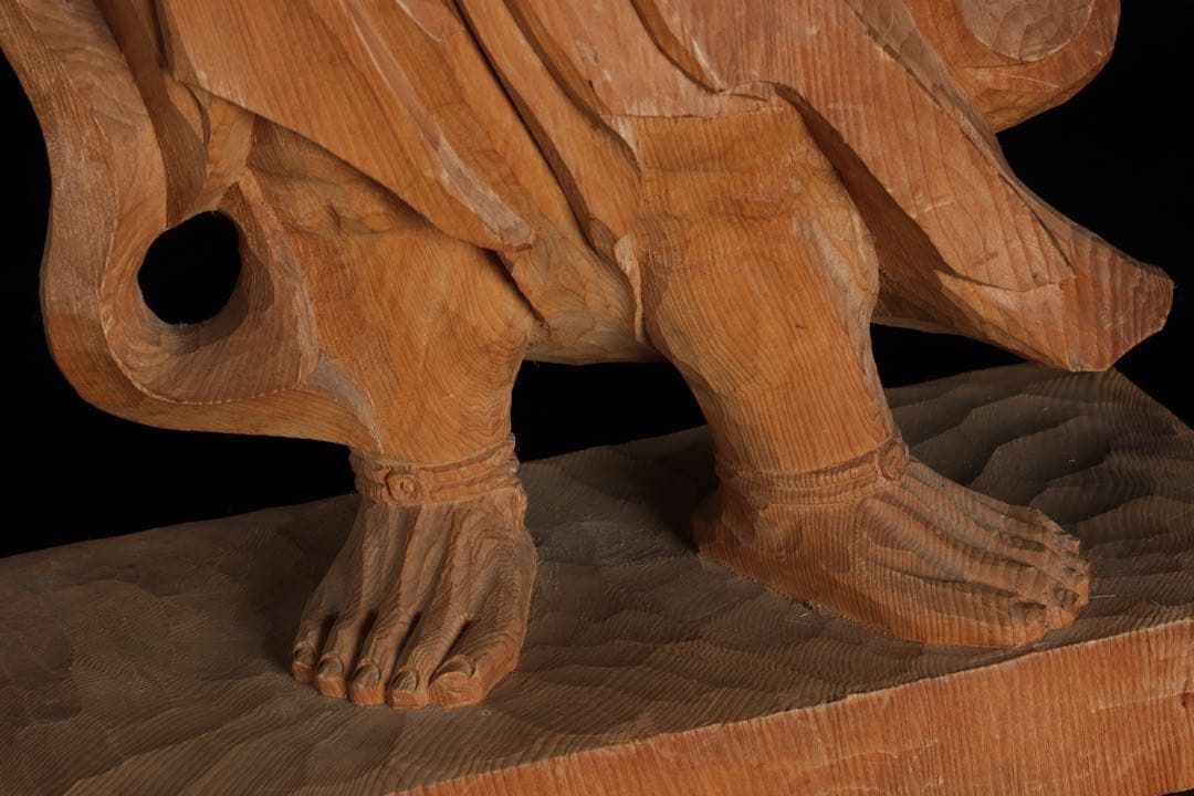 大型 木彫 仁王像 吽形 金剛力士像 62cm 仏像 一刀彫 仏教美術 古美術品