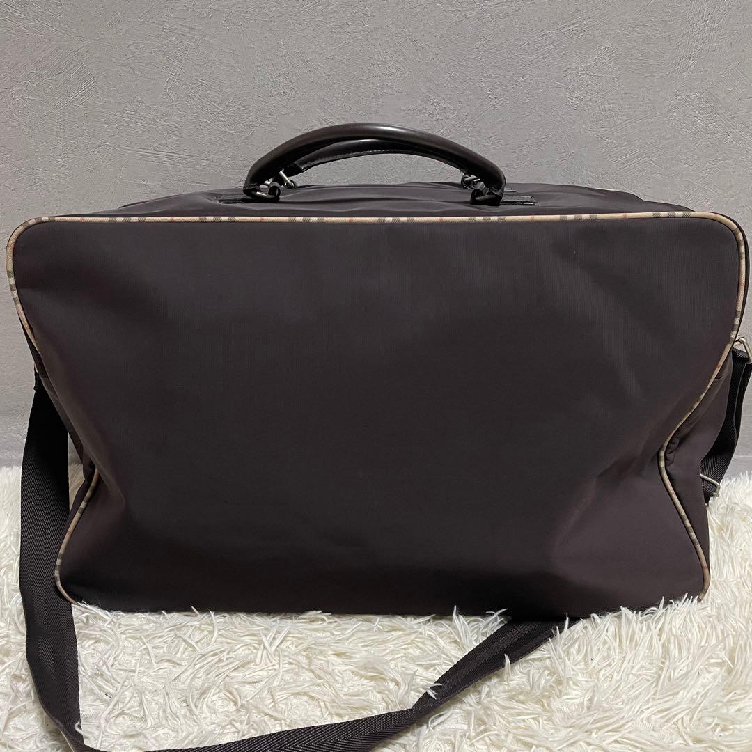 BURBERRY バーバリー ボストンバッグ ナイロン ノバチェック ブラウン